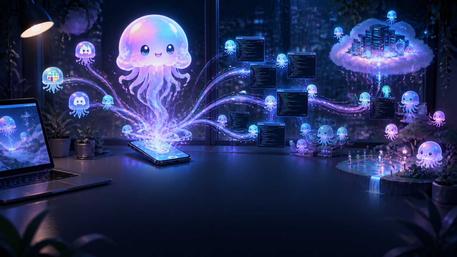 OpenAB Companion workspace with a soft jellyfish assistant